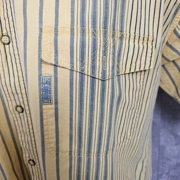 Vintage 90s Introspect Sportswear Striped Shirt Mens L Yellow Cotton Retro Y2K‎ - Picture 4 of 9